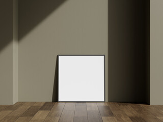 Poster picture frame mockup on the floor