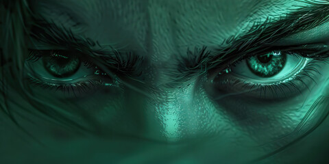 Contempt (Green): A raised eyebrow or slight sneer, indicating disdain or scorn