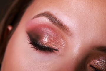 Soft golden brown nude wedding shimmery glamour makeup look. Glitter eyes with long girly lashes....