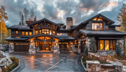 Elegant Craftsman Style New Construction Onyx House with Contemporary Design in a Rustic Mountain Village