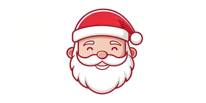 recommend clip art: Santa Claus logo with a happy face, beard, and moustache in thin line art style on a white background