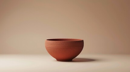 Minimalist clay bowl against a neutral background, showcasing natural earthy tones and simple design.