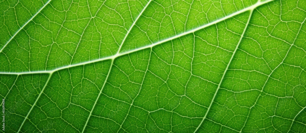 Poster close-up macro image of a fresh green leaf texture, great for use as a green leaf wallpaper backgrou