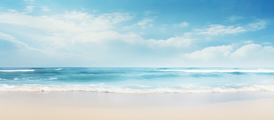 Fototapeta premium Blurry, yet stunning beach landscape with copy space image.
