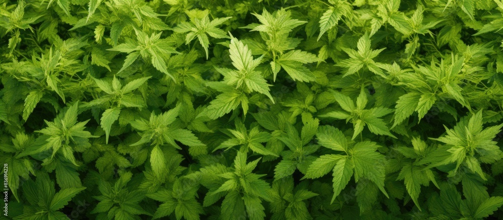 Poster Photograph of a nettle field captured from above with plenty of visible copy space image.