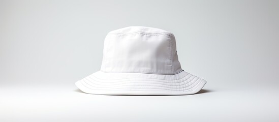 White bucket hat with copy space image on white background.