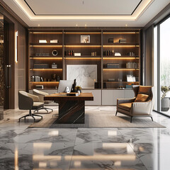 Modern brown office interior.