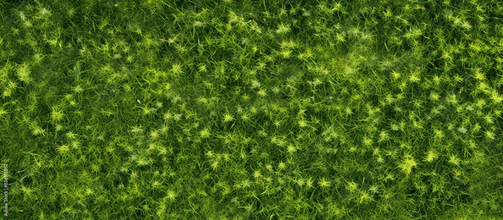 Poster a bird's eye perspective of a lush green grass surface with a blank space ideal for adding an image.