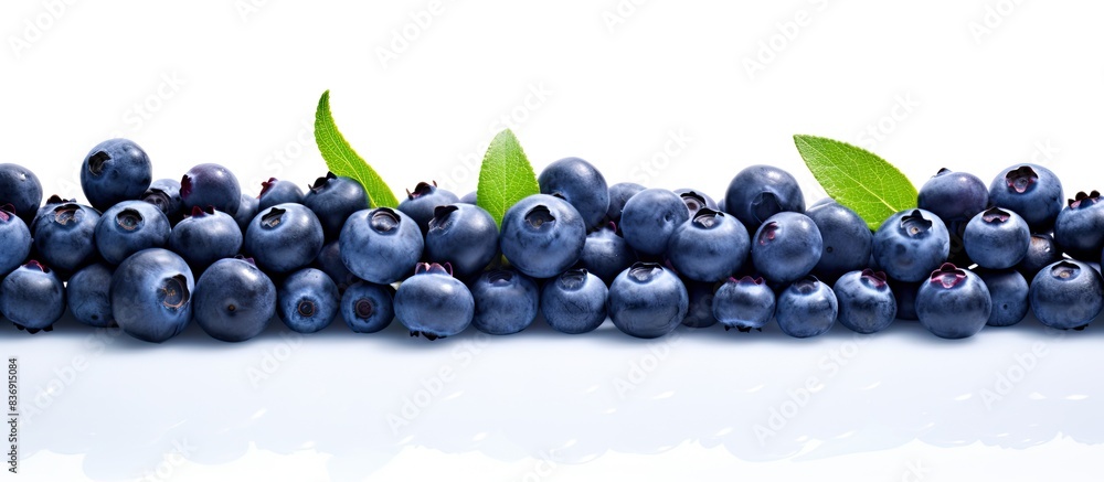 Poster Fresh Canadian blueberries displayed on a white backdrop with empty space for text or other elements in the image.