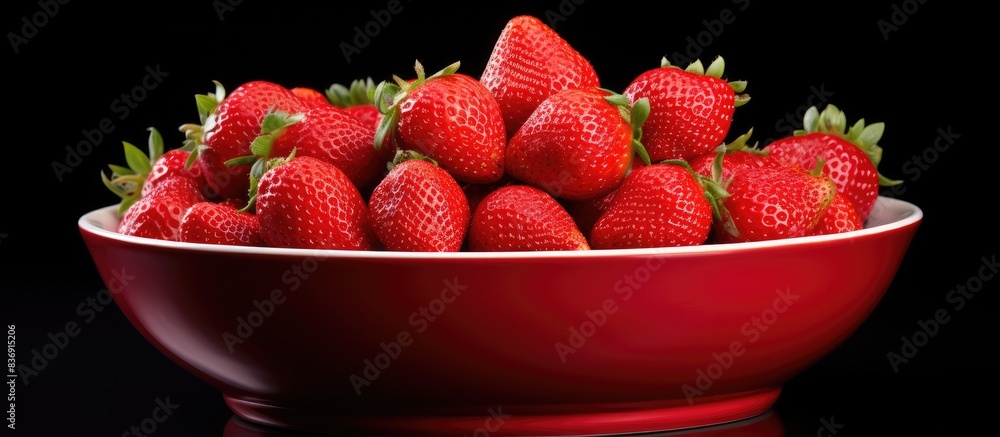 Poster an isolated bowl of strawberries with copy space image.