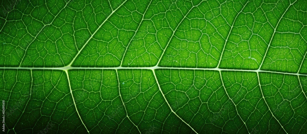 Aufkleber Close-up macro image of a fresh green leaf texture, great for use as a green leaf wallpaper background with copy space image.