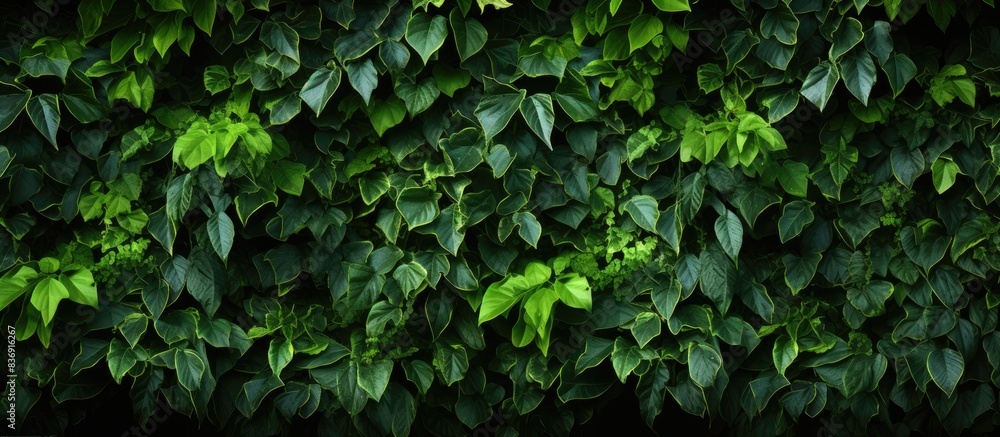 Aufkleber Ivy-covered wall with a tropical pattern, a stylish design element for your project, complete with copy space image.