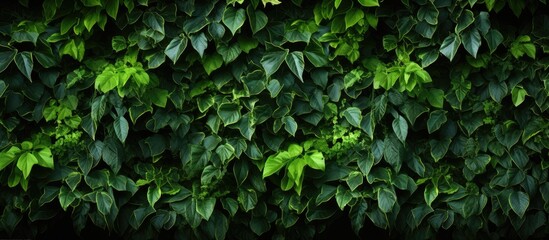 Obraz premium Ivy-covered wall with a tropical pattern, a stylish design element for your project, complete with copy space image.