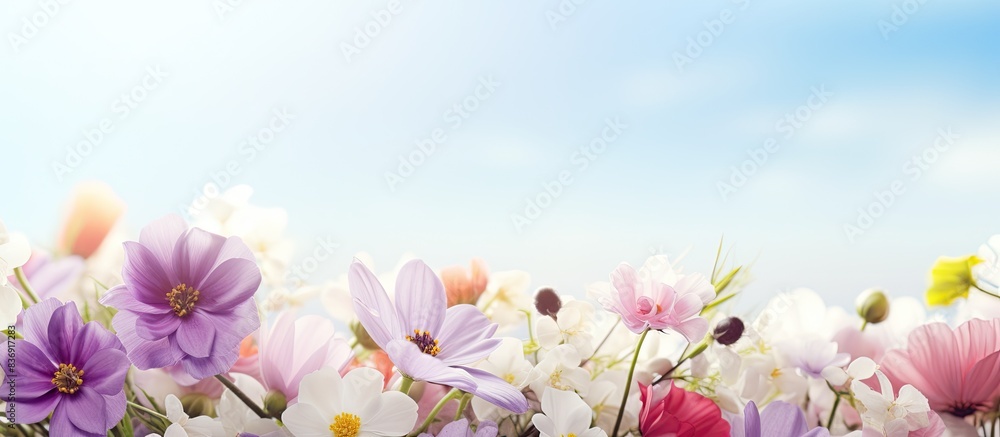Poster nature background with a stunning display of fresh flowers, ideal for a copy space image.