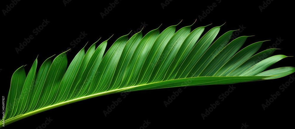 Poster isolated tropical palm leaf on a white background with clipping path for a copy space image.