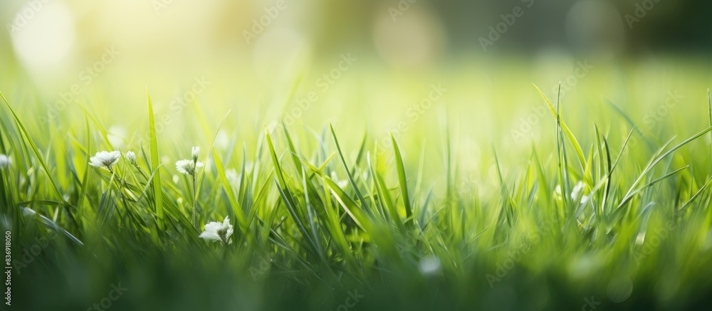 Poster sunny summer day with lush green grass, perfect for nature-themed designs and projects featuring a b