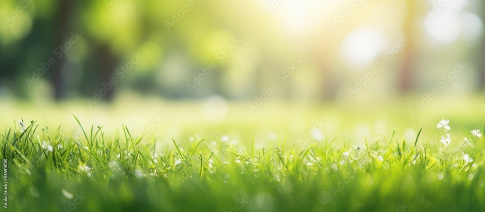 Poster sunny summer day with lush green grass, perfect for nature-themed designs and projects featuring a b