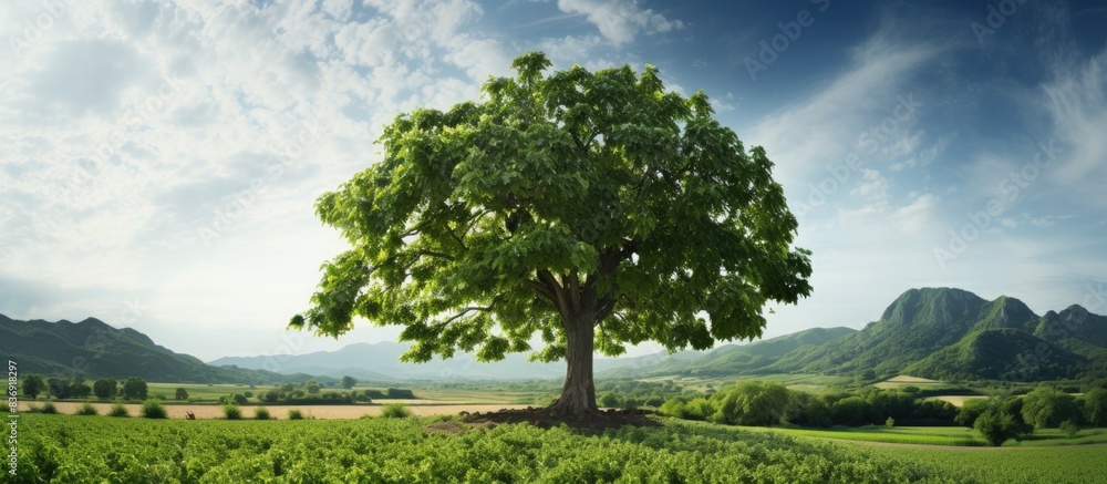 Aufkleber mulberry tree growing in a farm setting with a beautiful scenic background perfect for a copy space 