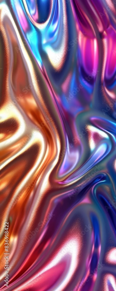 Poster vibrant abstract background with smooth waves of colorful hues creating a liquid metal effect, perfe