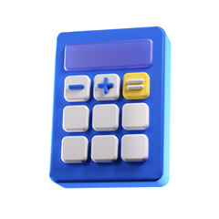 Compact blue calculator isolated 3d icon ideal for designs and user interfaces