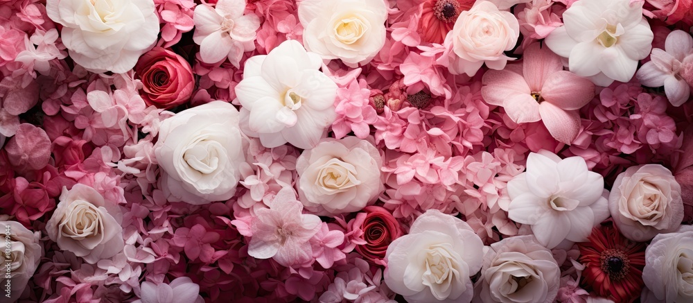 Poster Background filled with jasmine and carnations, ideal for copy space image.