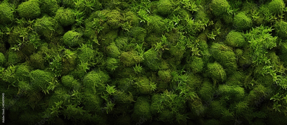 Aufkleber Moss-covered green backdrop with available copy space image for your customization.