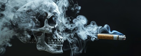 Skull Smoking Cigarette With Smoke