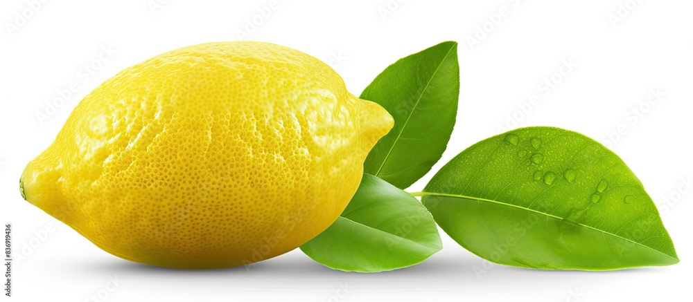 Poster Lemon fruit isolated on a white background with a clipping path for easy removal, perfect for a copy space image.