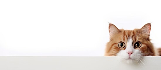 Naklejka premium Cat with a charming, amusing look on a white background, ideal for a copy space image.