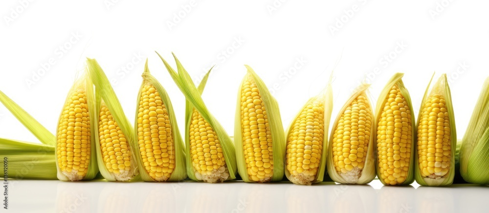 Poster Corn displayed on a backdrop of blank white space, perfect for copy space image.