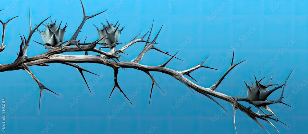 Poster agave thorns and main branches on an isolated background for copy space image.