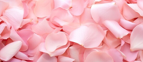 Fototapeta premium Detailed close-up of delicate pink rose petals with a copy space image.