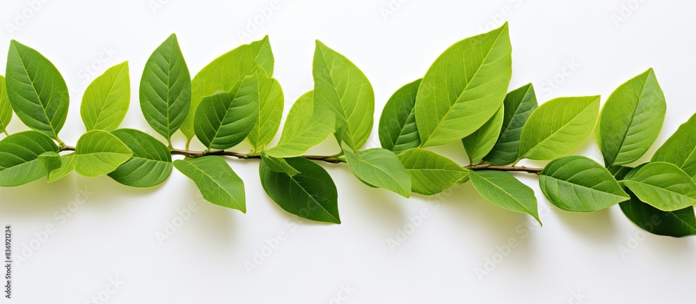 Poster guava leaves against a white backdrop, with a copy space image.