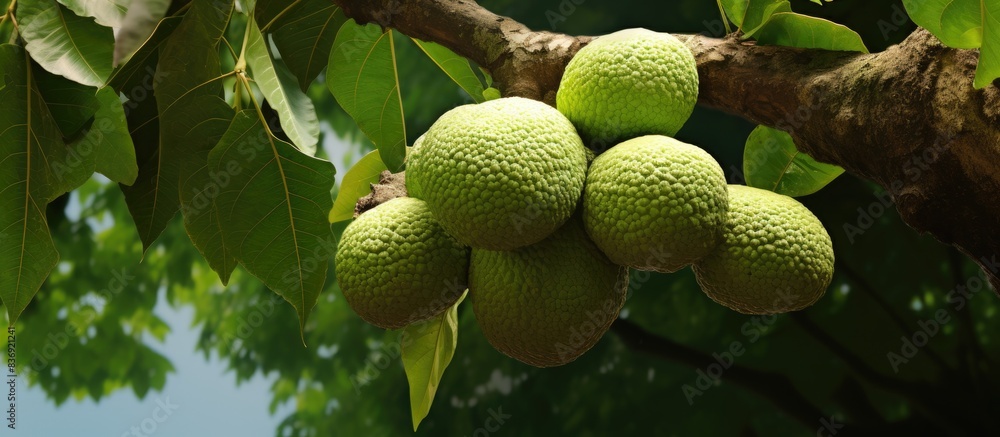 Poster fruit of the artocarpus lacucha tree with copy space image available.