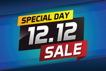 12.12 Special day sale word concept vector illustration with ribbon and 3d style for use landing page, template, ui, web, mobile app, poster, banner, flyer, background, gift card, coupon

