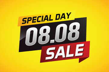 8.8 Special day sale word concept vector illustration with ribbon and 3d style for use landing page, template, ui, web, mobile app, poster, banner, flyer, background, gift card, coupon

