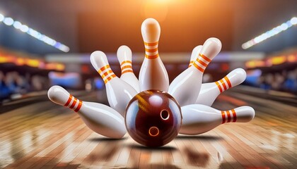 Bowling Alley Ambiance: Scattered Pins, Striking Style