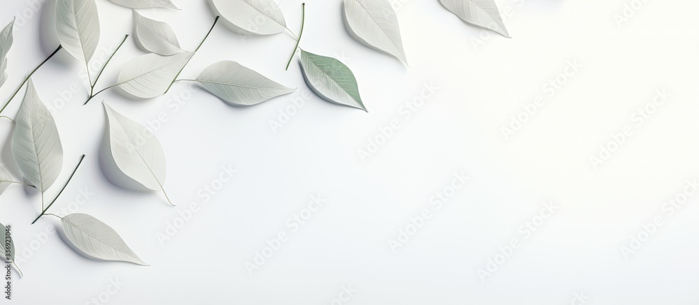 Poster natural shadows of leaves on a white textured background perfect for product presentations, backdrop