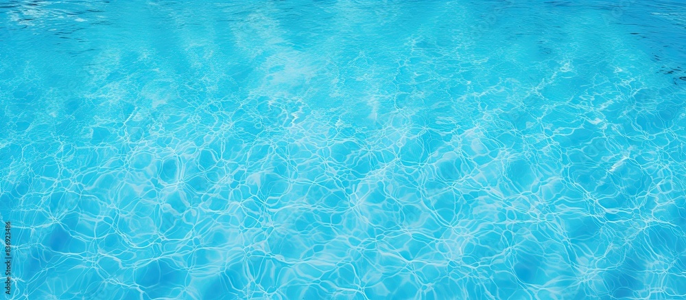 Poster blue swimming pool texture background with copy space image of clear water.