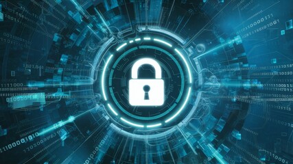 The padlock are intricate digital circuits and codes, suggesting a cyber realm