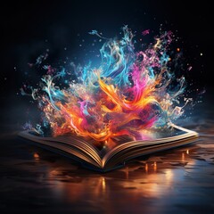Obraz premium magic book on fire