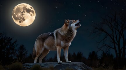 wolves howl on full moon nights.generative.ai 