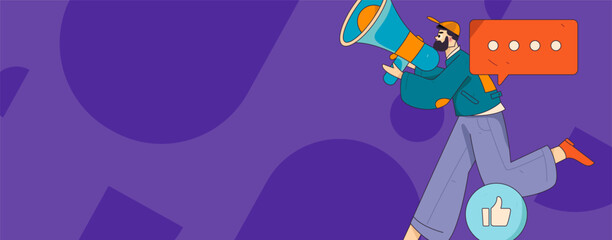 Naklejka premium Notification announcement vector creative flat hand drawn illustration 