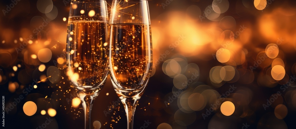 Poster glass filled with sparkling sparklers, creates a dazzling effect in a copy space image.
