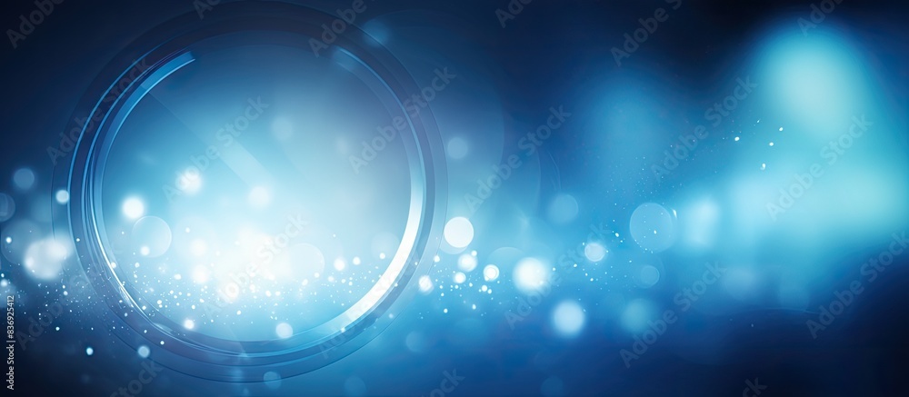 Poster abstract blue circular with bokeh light background, perfect for copy space image.