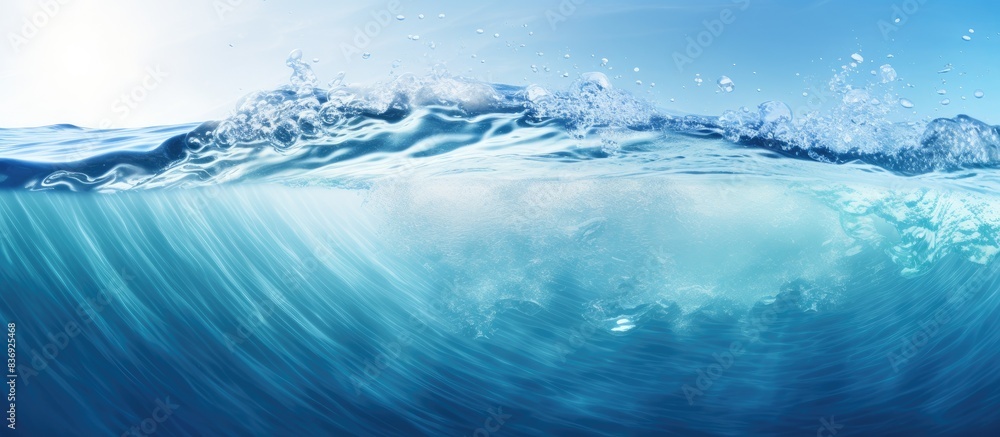 Poster Close up view of an underwater sea wave with space for text or graphics in the image.