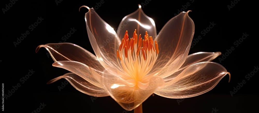 Aufkleber Square format image featuring a glowing brown lily sprout with radial pattern, ideal for copy space.