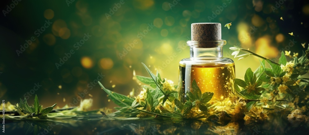 Poster a blend of herbal oils in an infusion, showcased in a captivating copy space image.