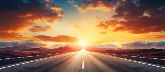 Obraz premium Sunset Highway with a breathtaking view and room for a copy space image.