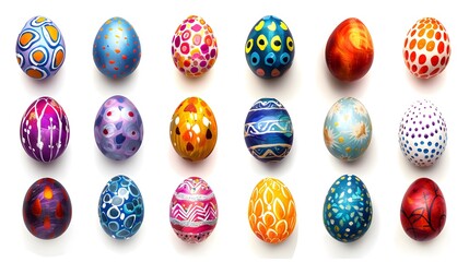 Collection of colourful hand painted decorated eas